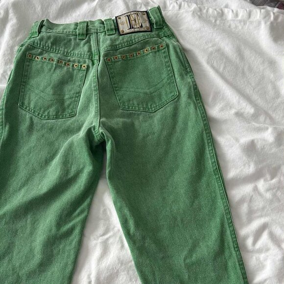 Escada by Margaretha Ley Vintage Jade Green High-Waist Studded Jeans – EU 40 - Picture 2 of 9